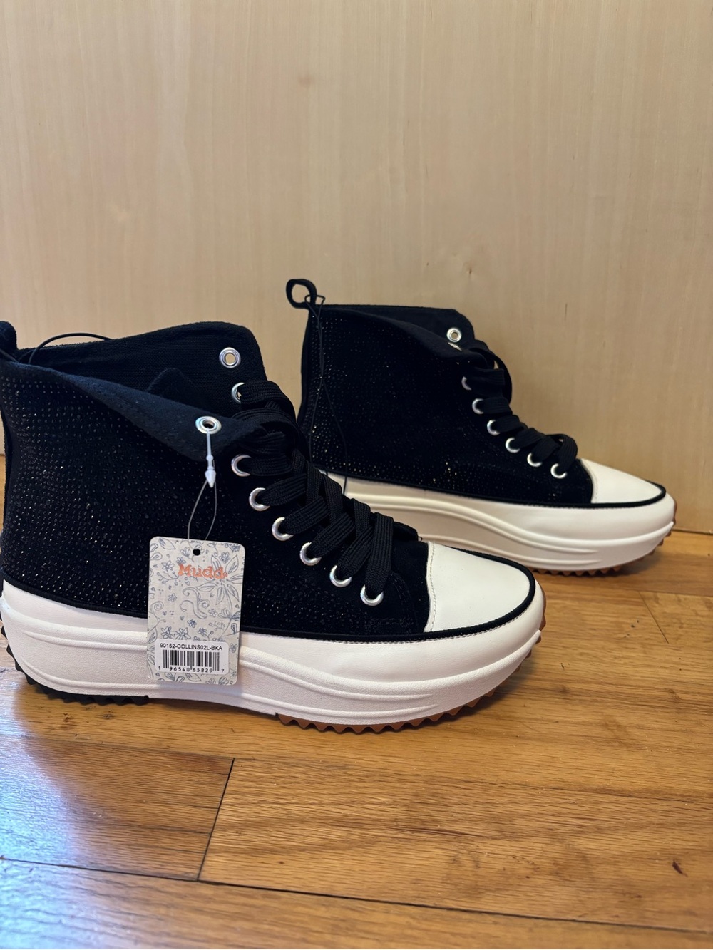 Mudd Rhinestone High Top Platform Sneakers - Black NWT Sz 7
